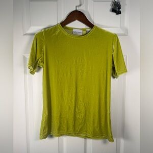 Kathy Ireland Sportswear Lime Green Velvet Fitted 90s  Fitted Shirt Size Medium